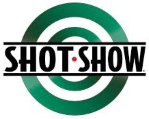 a green and white logo with the word shot show