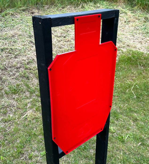 side angle of red self healing ipsc target