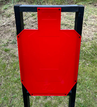 top view of red ipsc target used as a 9mm pistol target